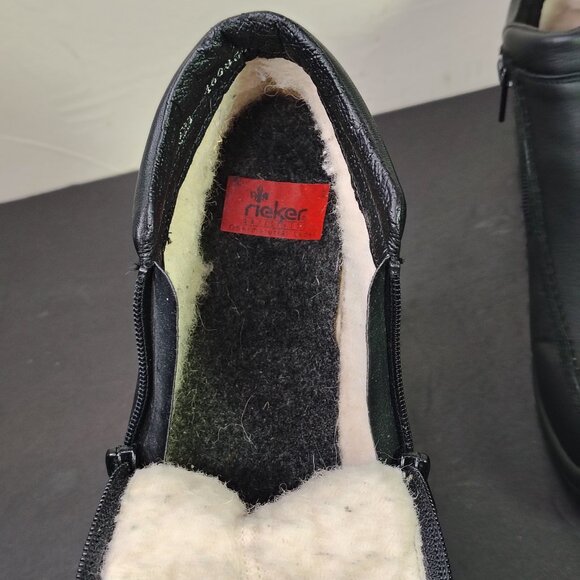 Reiker Walking Shoes Size 42 L71542 Black Leather Zip Ankle Boots Womens - Picture 9 of 15